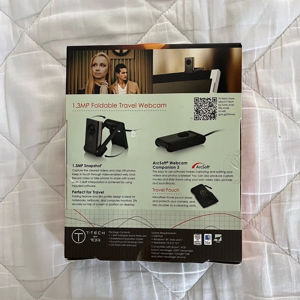 Tumi T Tech Essential Gear 1.3 MP Travel Webcam PC MAC Mic Travel Pouch NIB